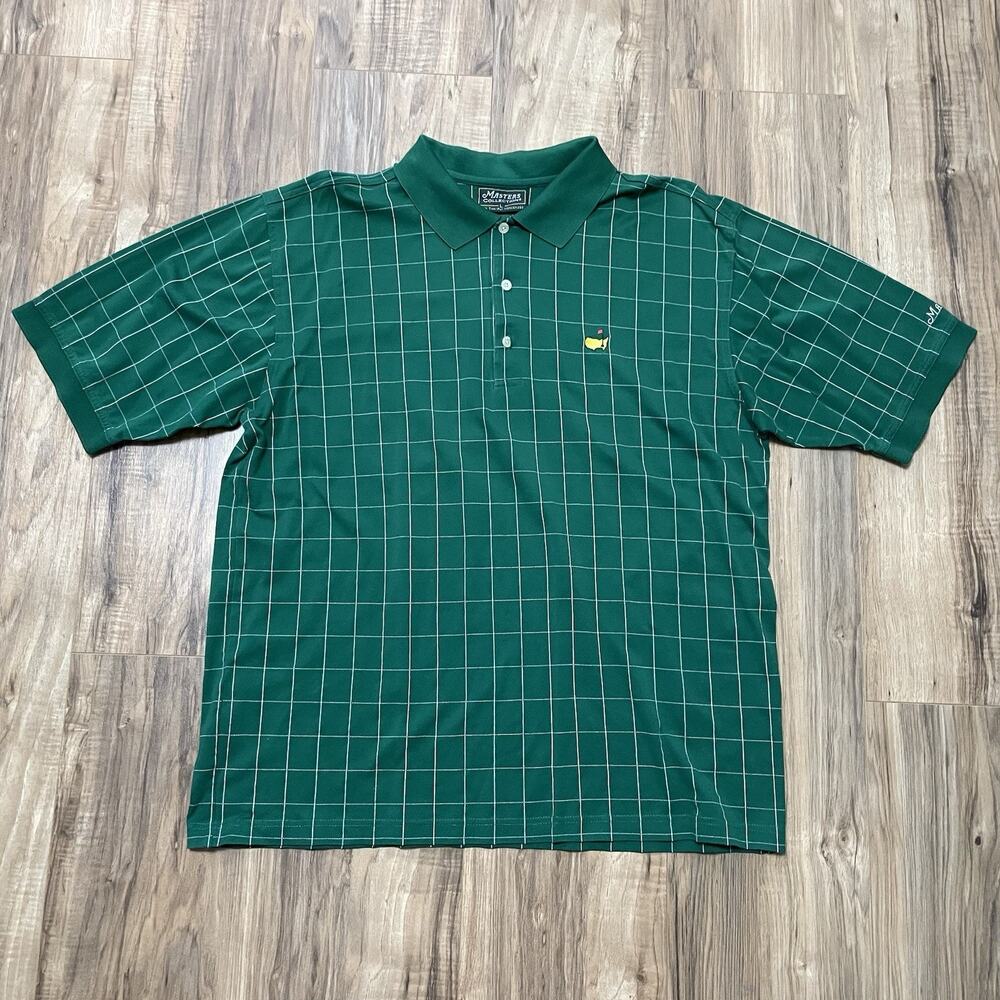 Masters Collection Golf Logo Polo Shirt Mens Size Large 60s Two Ply Green